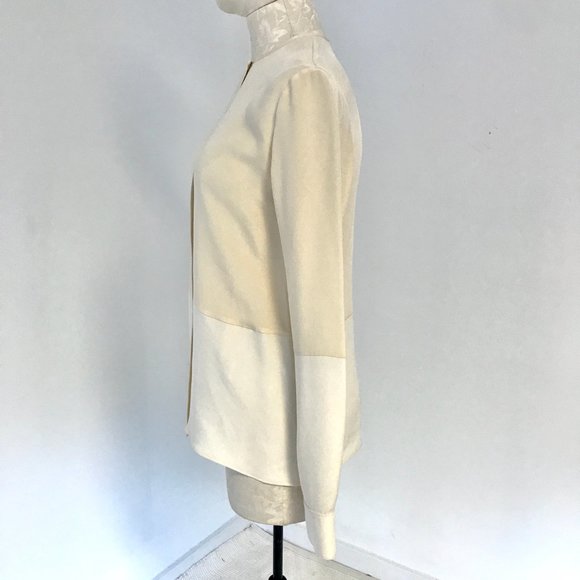 Derek Lam 4 Silk Cream Beige Long Sleeve Blouse - Picture 4 of 9